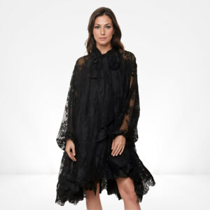 Midnight Bloom Lace Tunic Dress