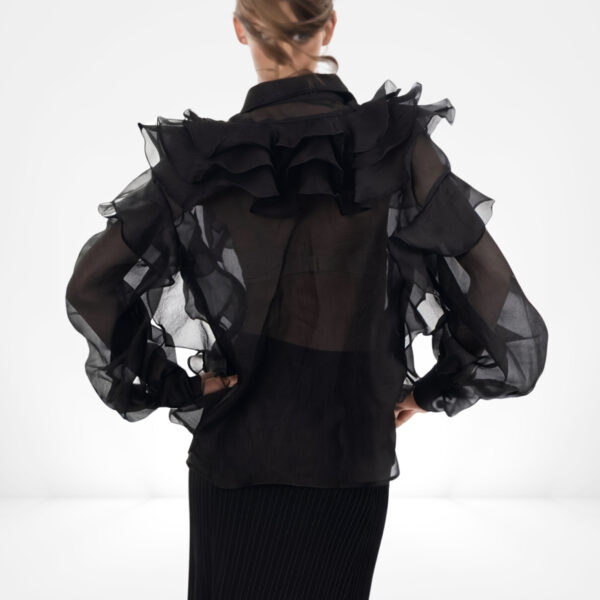 Black Ruffle Organza Blouse - Image 3