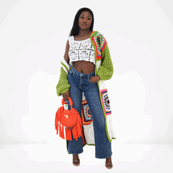 Boho Patchwork Duster & Crochet Crop Set