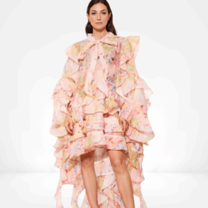 Petal Cascade Chiffon Dress