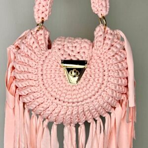 Pink Rosy Dream Crochet Tassel Bag