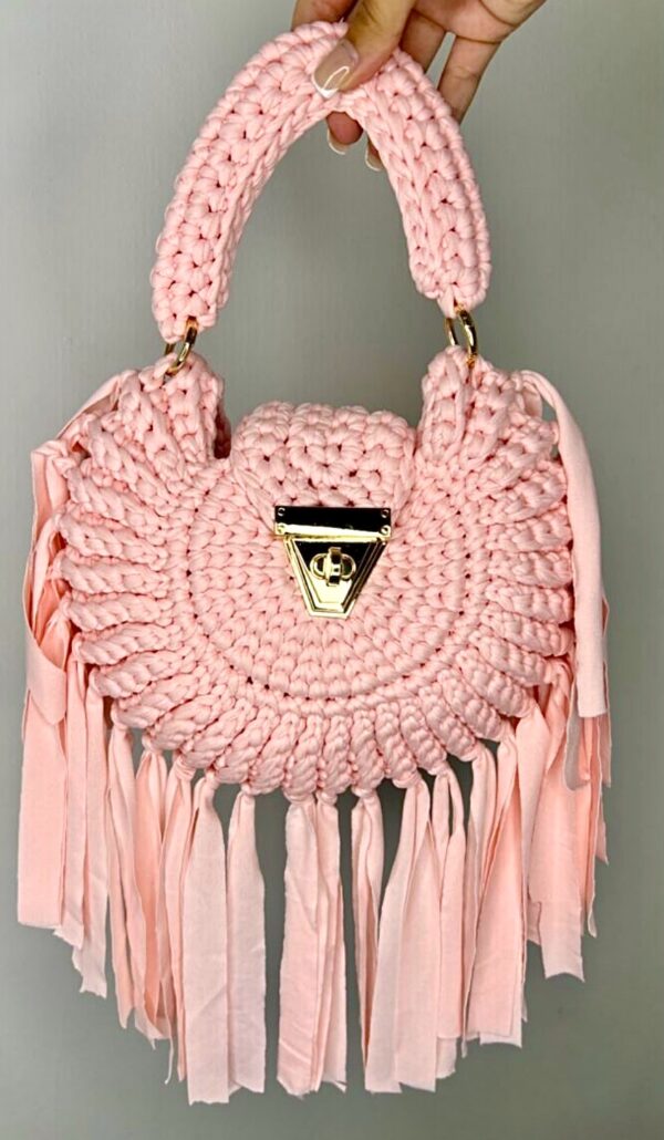 Pink Rosy Dream Crochet Tassel Bag