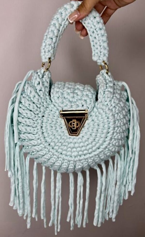 Blue Dream Crochet Tassel Bag